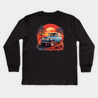 Retro Blue 4x4 Kids Long Sleeve T-Shirt